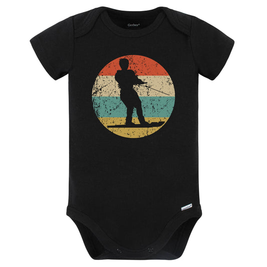 Waterskiing Waterskier Silhouette Retro Water Sports Baby Bodysuit (Black)