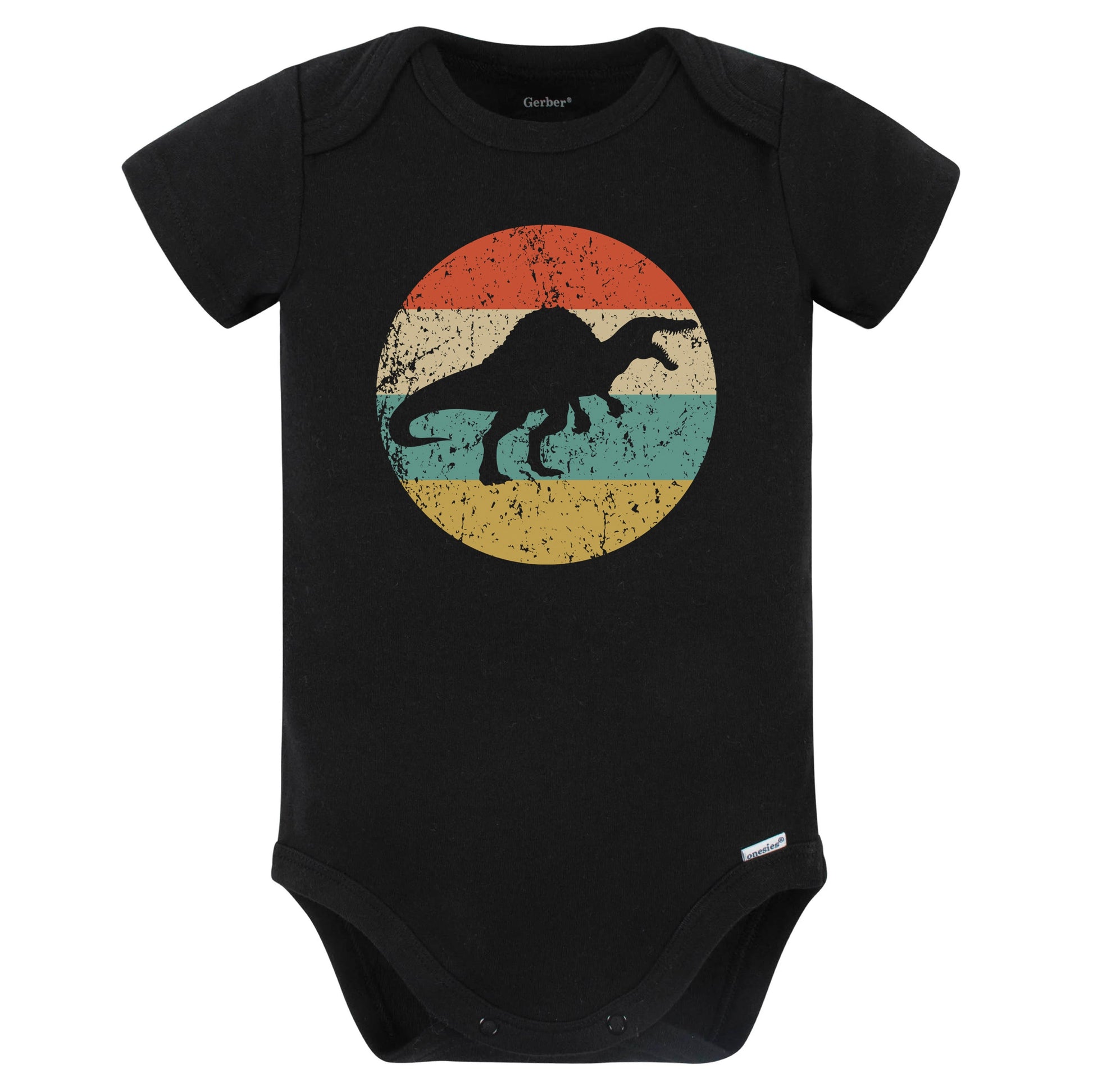 Spinosaurus Silhouette Retro Dinosaur Baby Bodysuit (Black)
