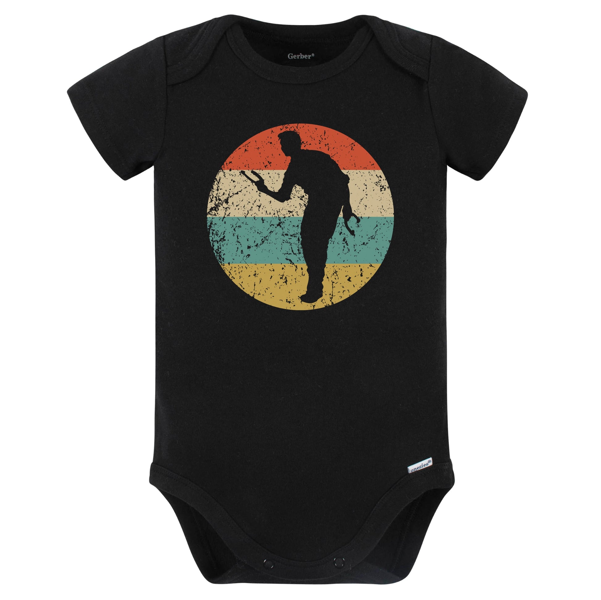 Horseshoes Player Silhouette Retro Horseshoes Baby Bodysuit (Black)
