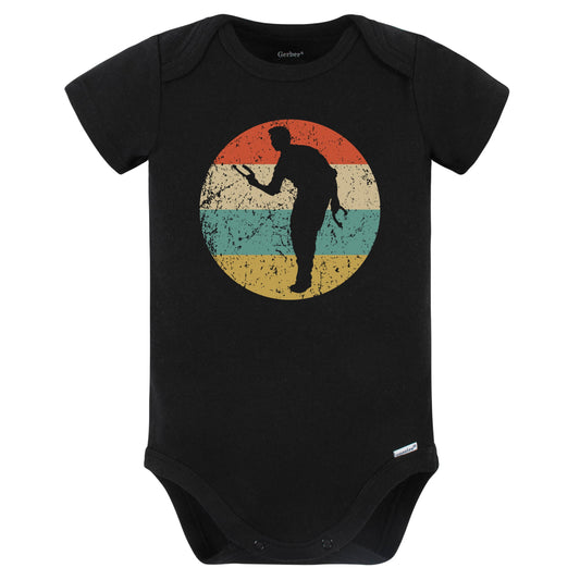 Horseshoes Player Silhouette Retro Horseshoes Baby Bodysuit (Black)