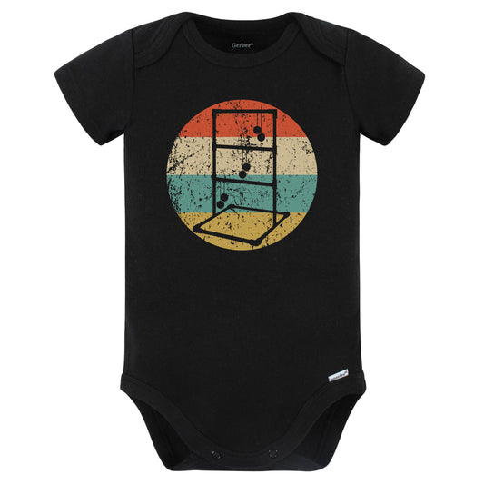 Ladder Toss Silhouette Retro Ladder Ball Baby Bodysuit (Black)