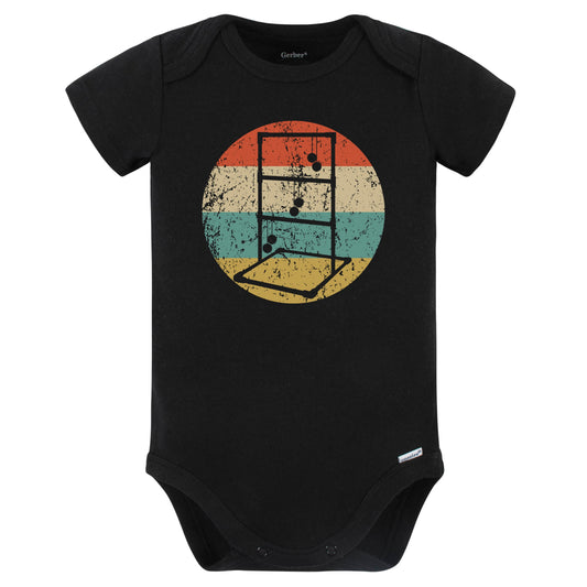 Ladder Toss Silhouette Retro Ladder Ball Baby Bodysuit (Black)