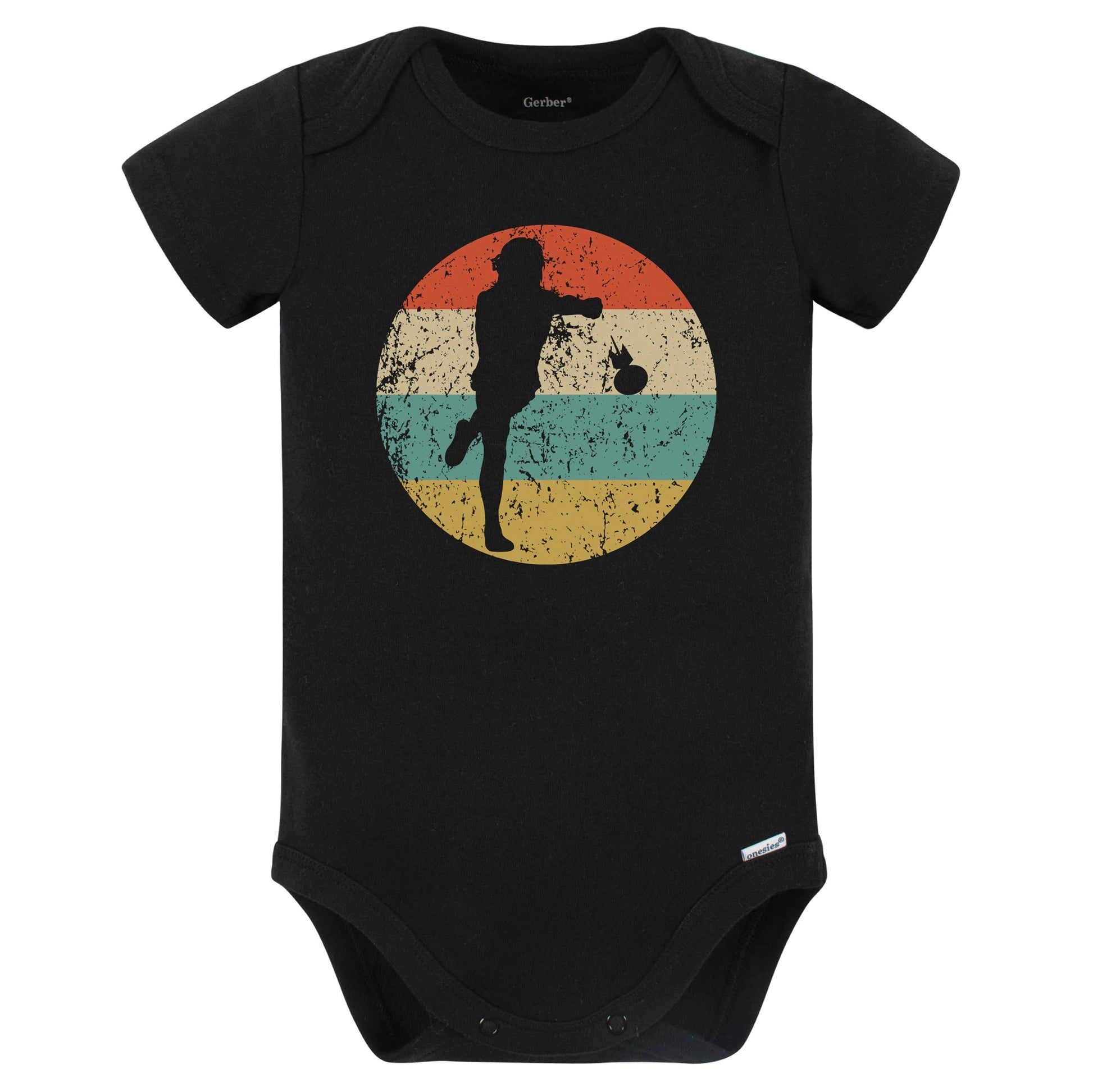 Lawn Darts Player Silhouette Retro Lawn Darts Baby Bodysuit (Black)