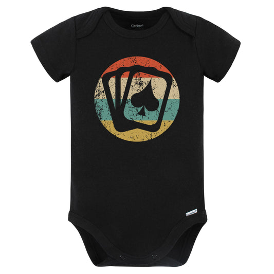 Playing Cards Spades Icon Retro Poker Baby Bodysuit (Black)