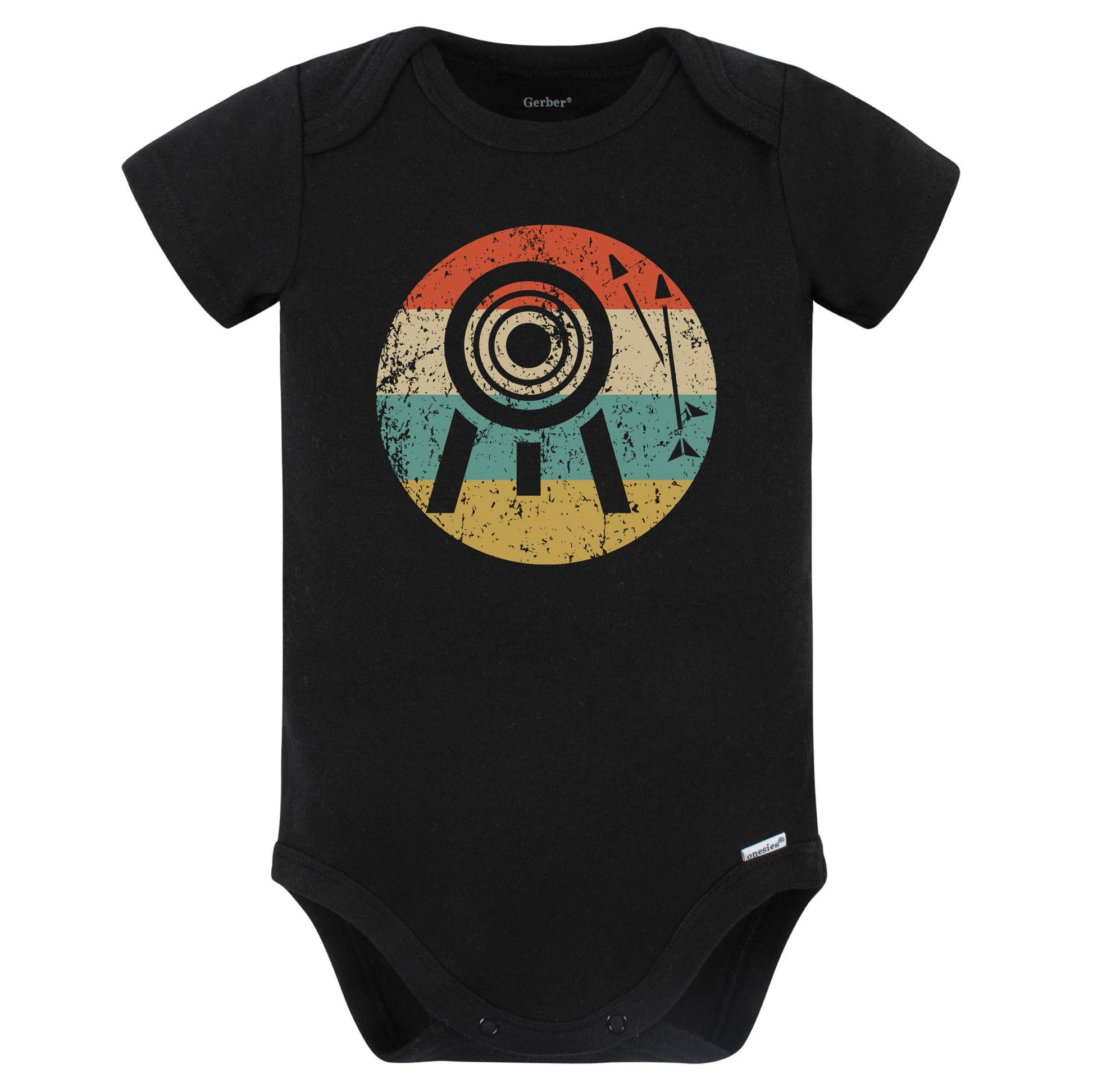 Archery Arrows Icon Retro Archery Baby Bodysuit (Black)