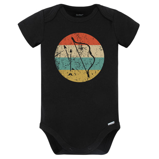 Bow and Arrow Icon Retro Archery Baby Bodysuit (Black)