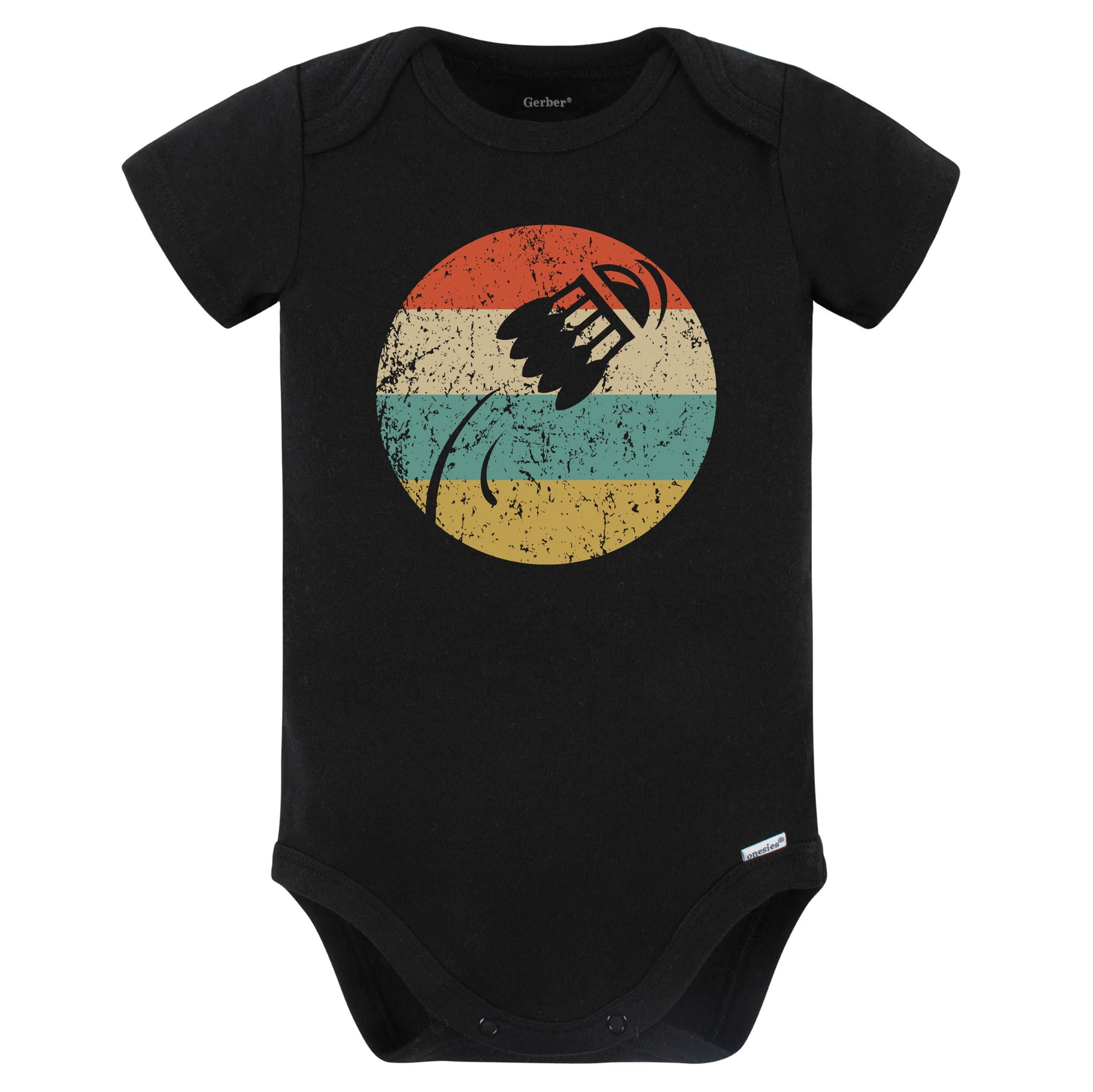 Flying Shuttlecock Icon Retro Badminton Baby Bodysuit (Black)