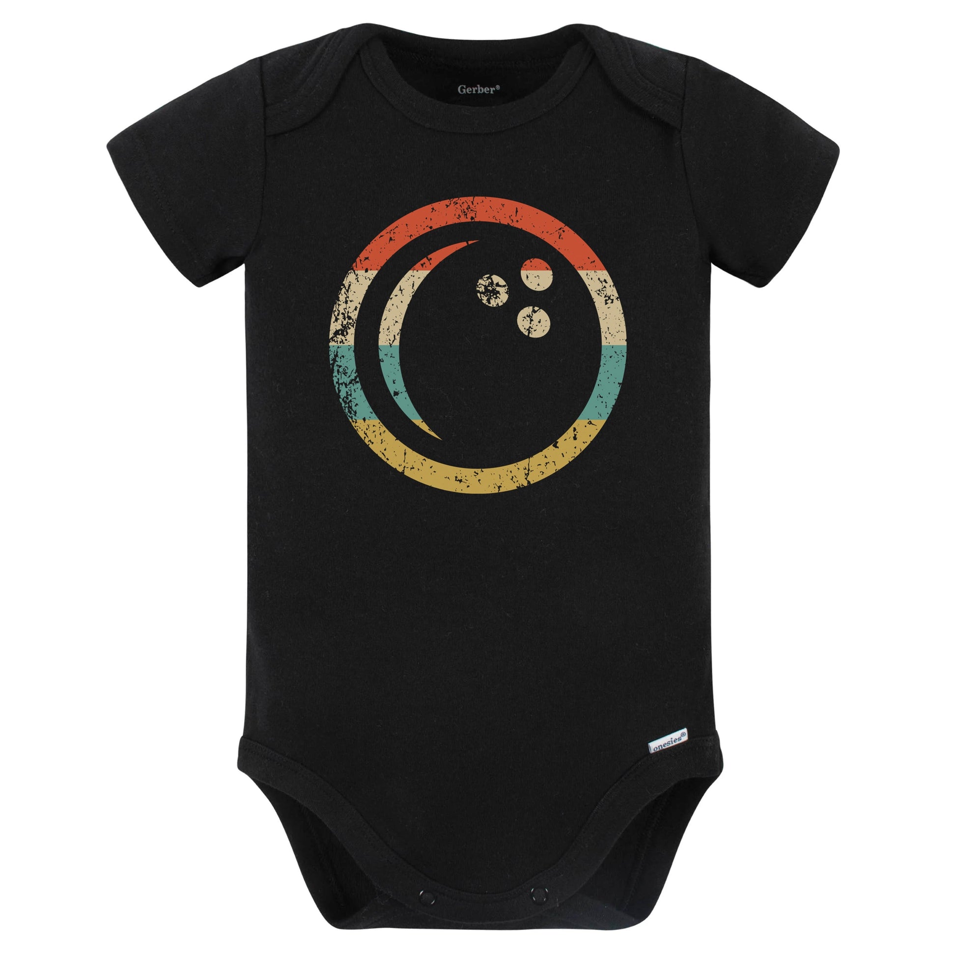 Bowling Ball Icon Retro Bowling Baby Bodysuit (Black)