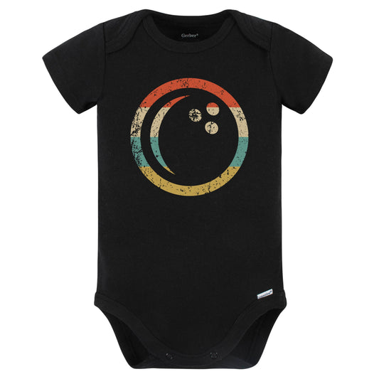 Bowling Ball Icon Retro Bowling Baby Bodysuit (Black)