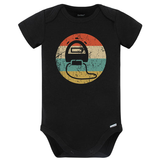 Stopwatch Icon Retro Track and Field Coach Baby Bodysuit (Black)