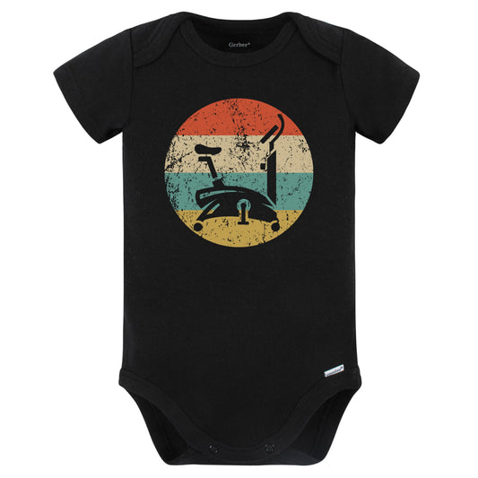 Stationary Bike Gym Equipment Icon Retro Fitness Baby Bodysuit (Black)