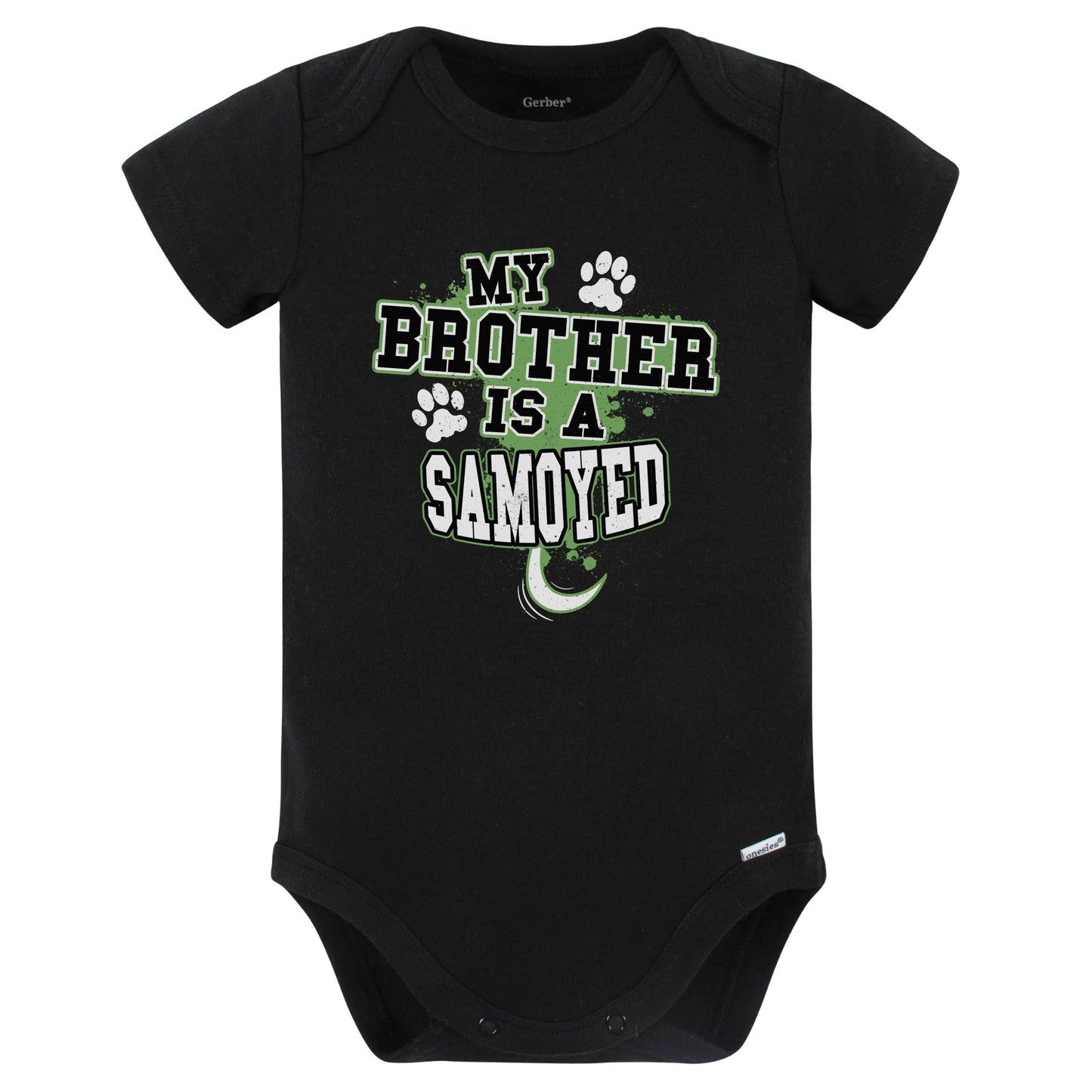 My Brother Is A Samoyed Funny Baby Bodysuit (Black)