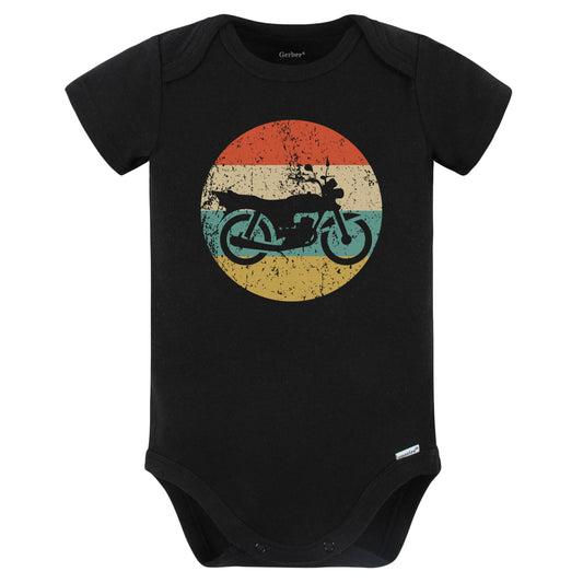 Motorcycle Bike Icon Retro Biker Baby Bodysuit (Black)