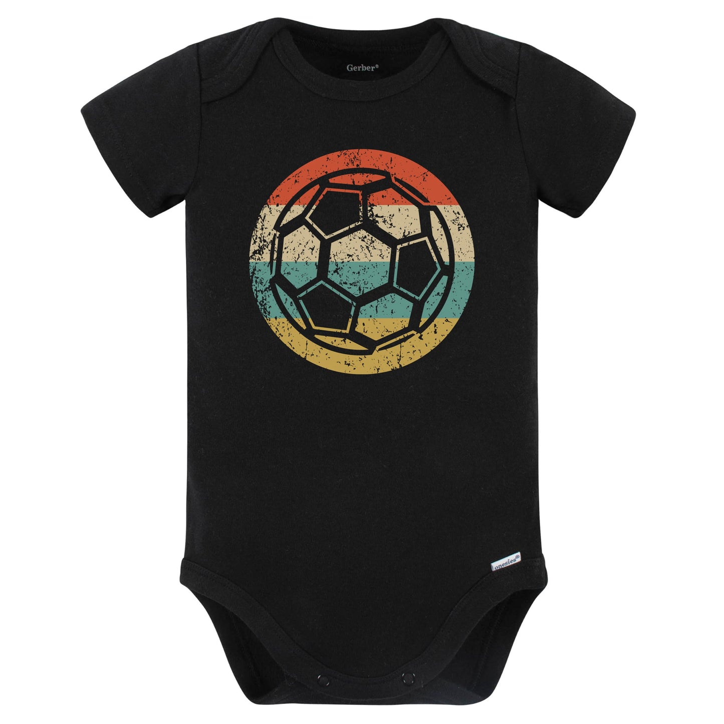 Soccer Ball Icon Retro Soccer Baby Bodysuit (Black)