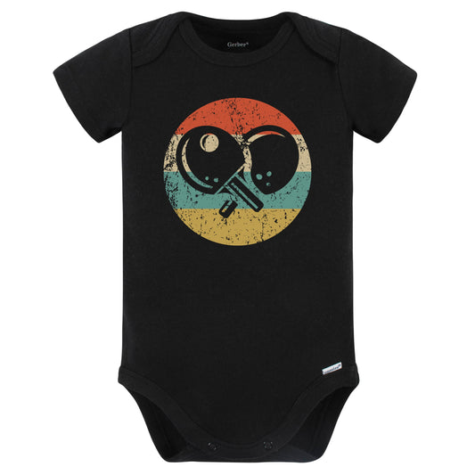Table Tennis Paddles Icon Retro Table Tennis Baby Bodysuit (Black)
