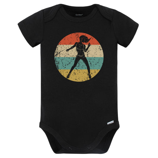 Dance Fitness Instructor Icon Retro Fitness Instructor Baby Bodysuit (Black)