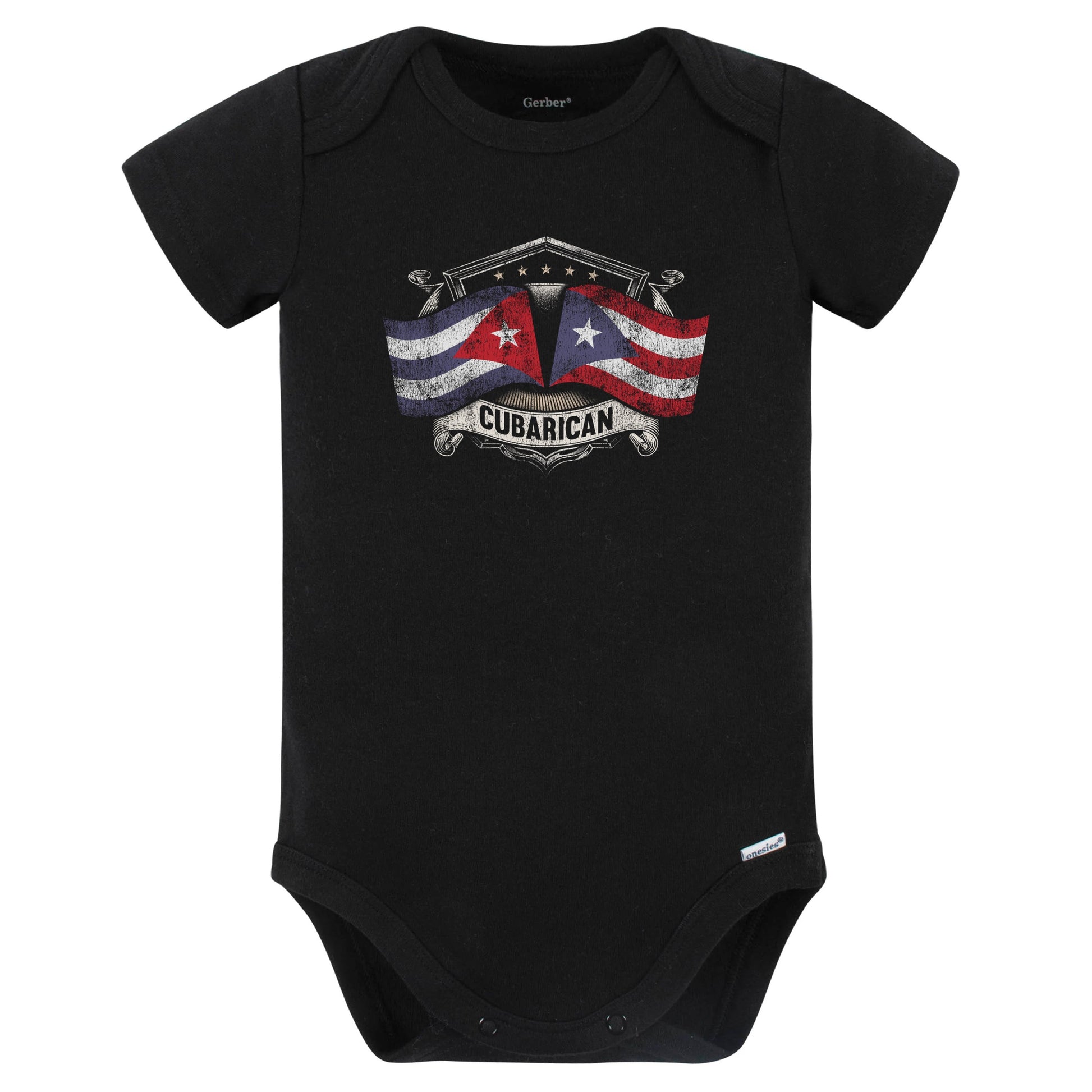 Cuba Puerto Rico Flags Cuban Puerto Rican Cubarican Baby Bodysuit (Black)