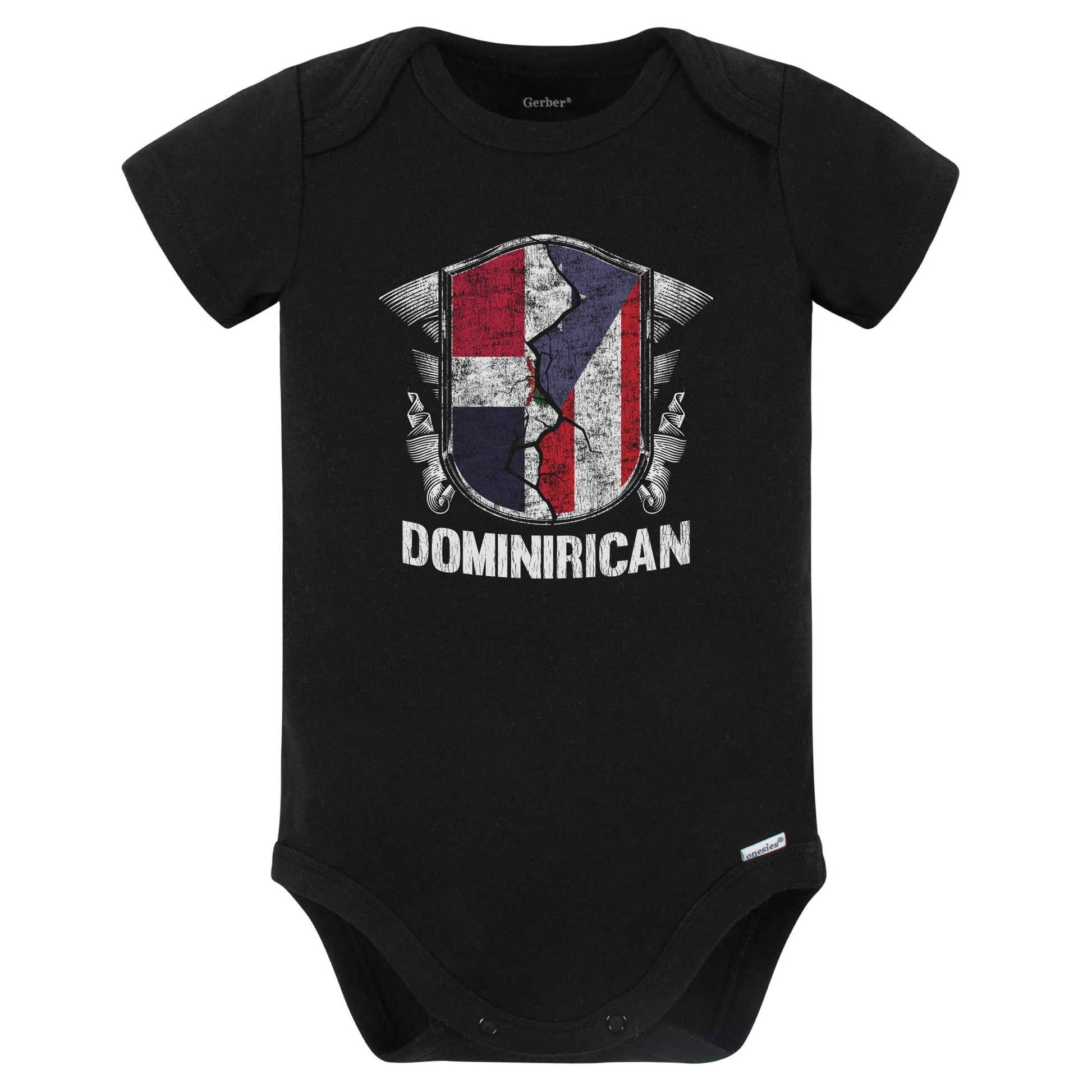 Dominirican Dominican Republic Puerto Rico Flags Baby Bodysuit (Black)