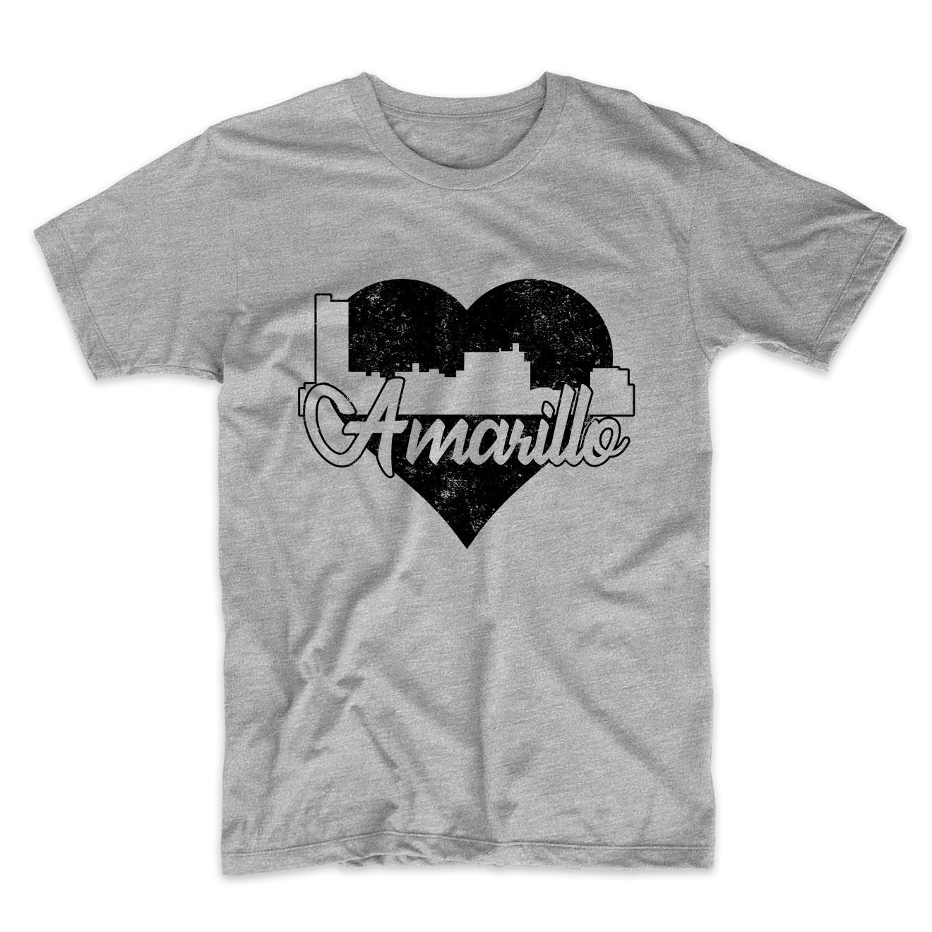 Retro Amarillo Texas Skyline Heart Distressed T-Shirt