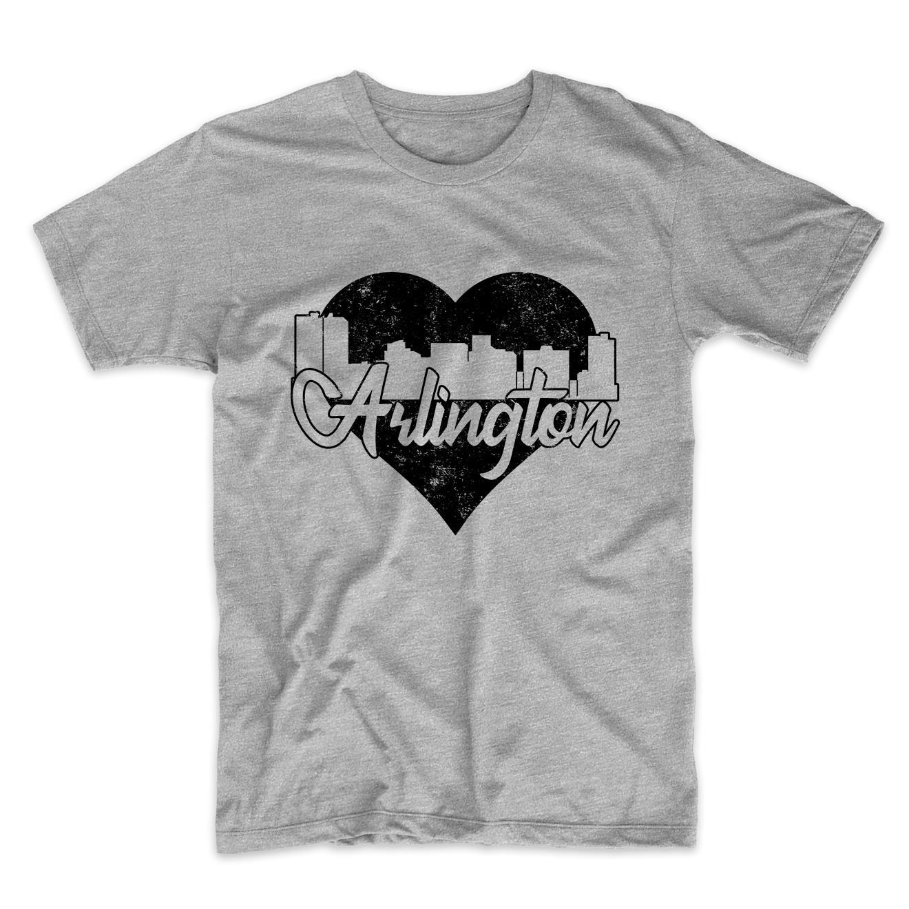 Retro Arlington Texas Skyline Heart Distressed T-Shirt