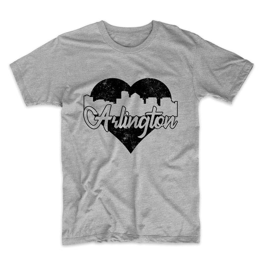 Retro Arlington Virginia Skyline Heart Distressed T-Shirt