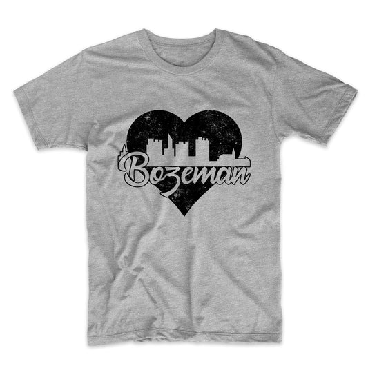 Retro Bozeman Montana Skyline Heart Distressed T-Shirt