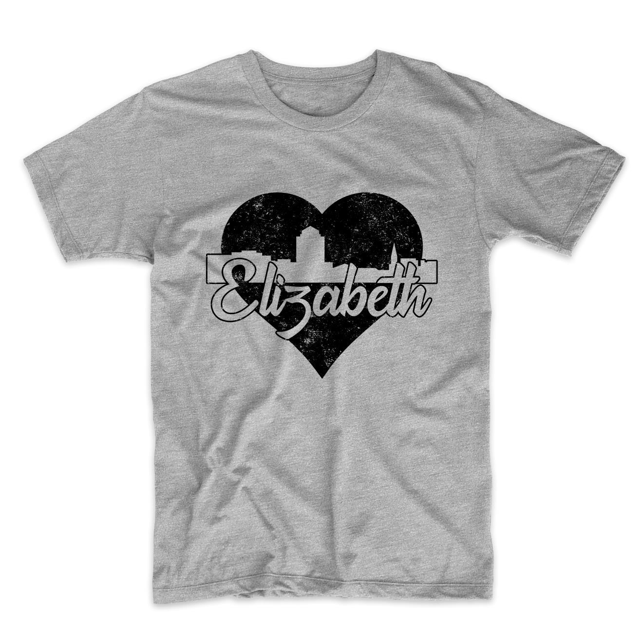 Retro Elizabeth New Jersey Skyline Heart Distressed T-Shirt