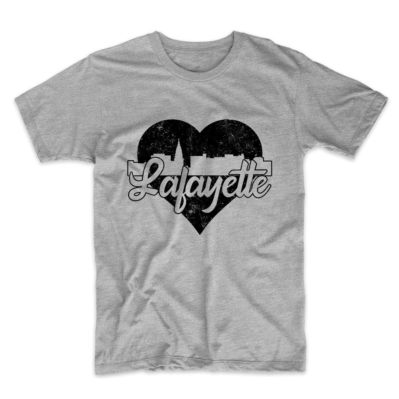 Retro Lafayette Indiana Skyline Heart Distressed T-Shirt