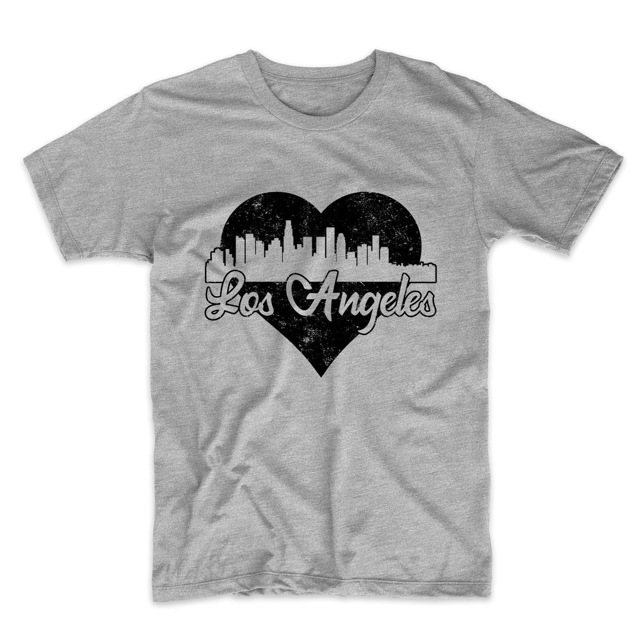 Retro Los Angeles California Skyline Heart Distressed T-Shirt