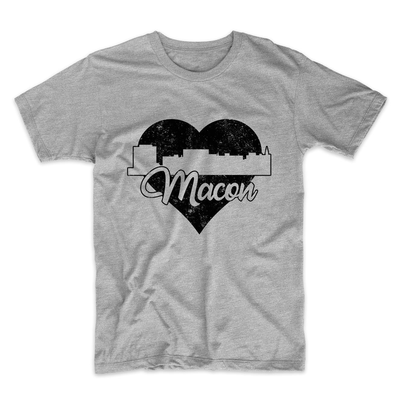 Retro Macon Georgia Skyline Heart Distressed T-Shirt