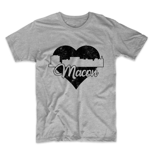 Retro Macon Georgia Skyline Heart Distressed T-Shirt