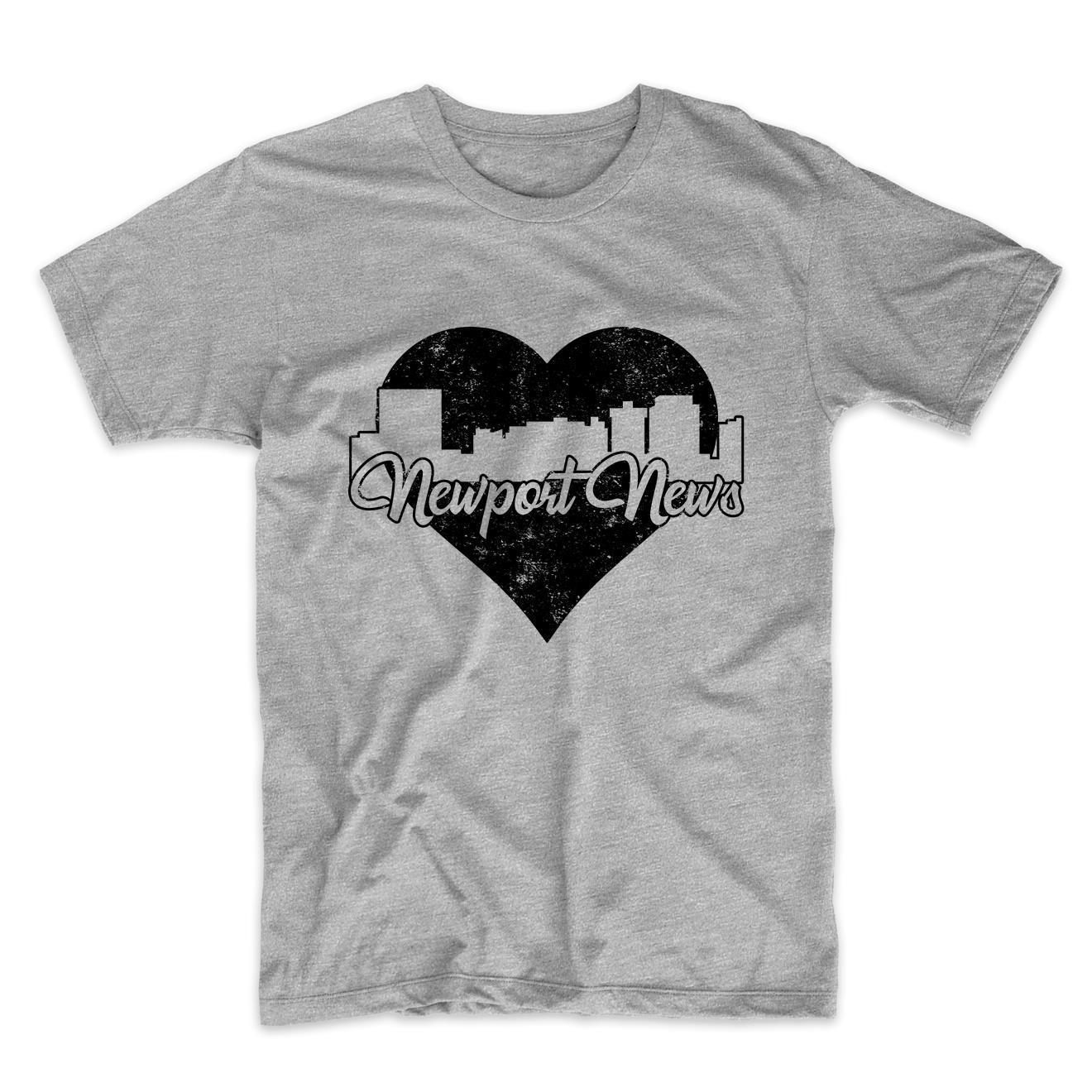 Retro Newport News Virginia Skyline Heart Distressed T-Shirt