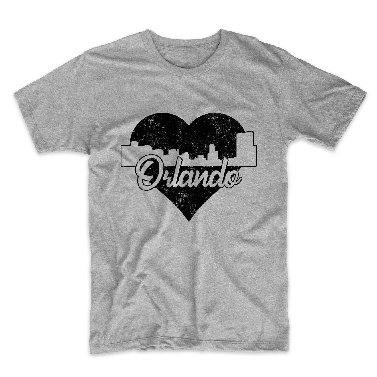 Retro Orlando Florida Skyline Heart Distressed T-Shirt