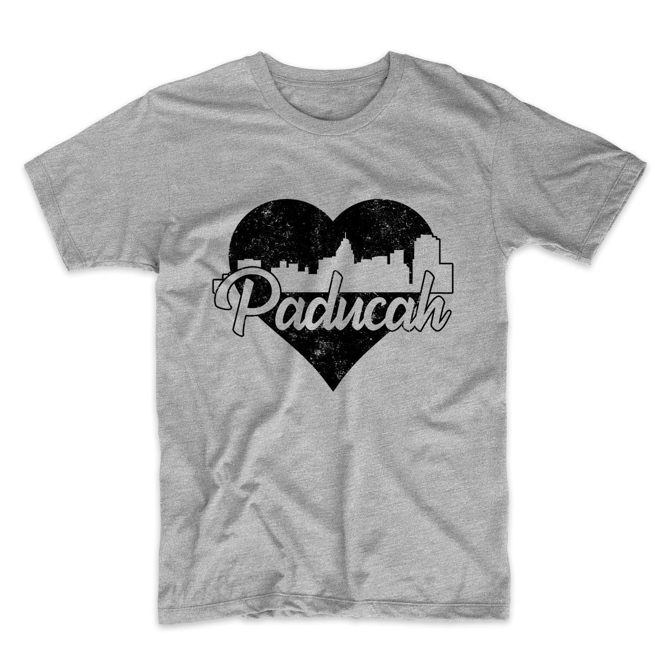 Retro Paducah Kentucky Skyline Heart Distressed T-Shirt