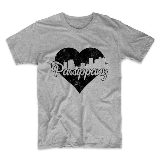Retro Parsippany New Jersey Skyline Heart Distressed T-Shirt
