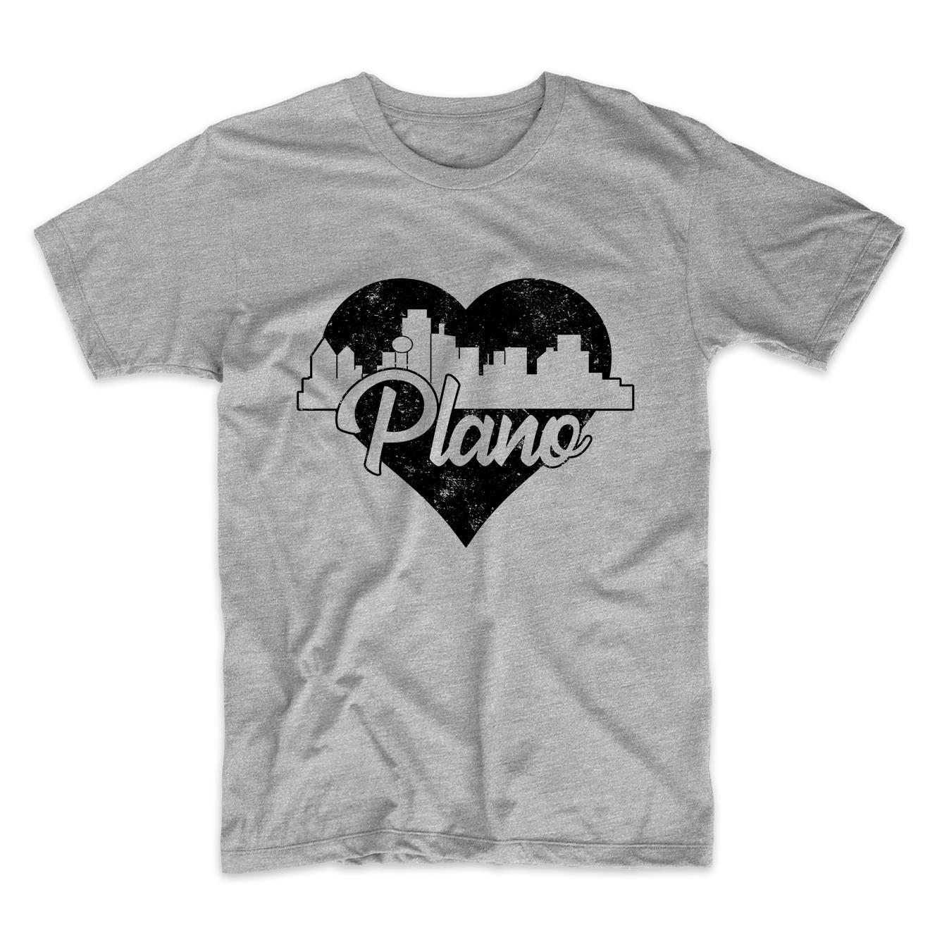 Retro Plano Texas Skyline Heart Distressed T-Shirt