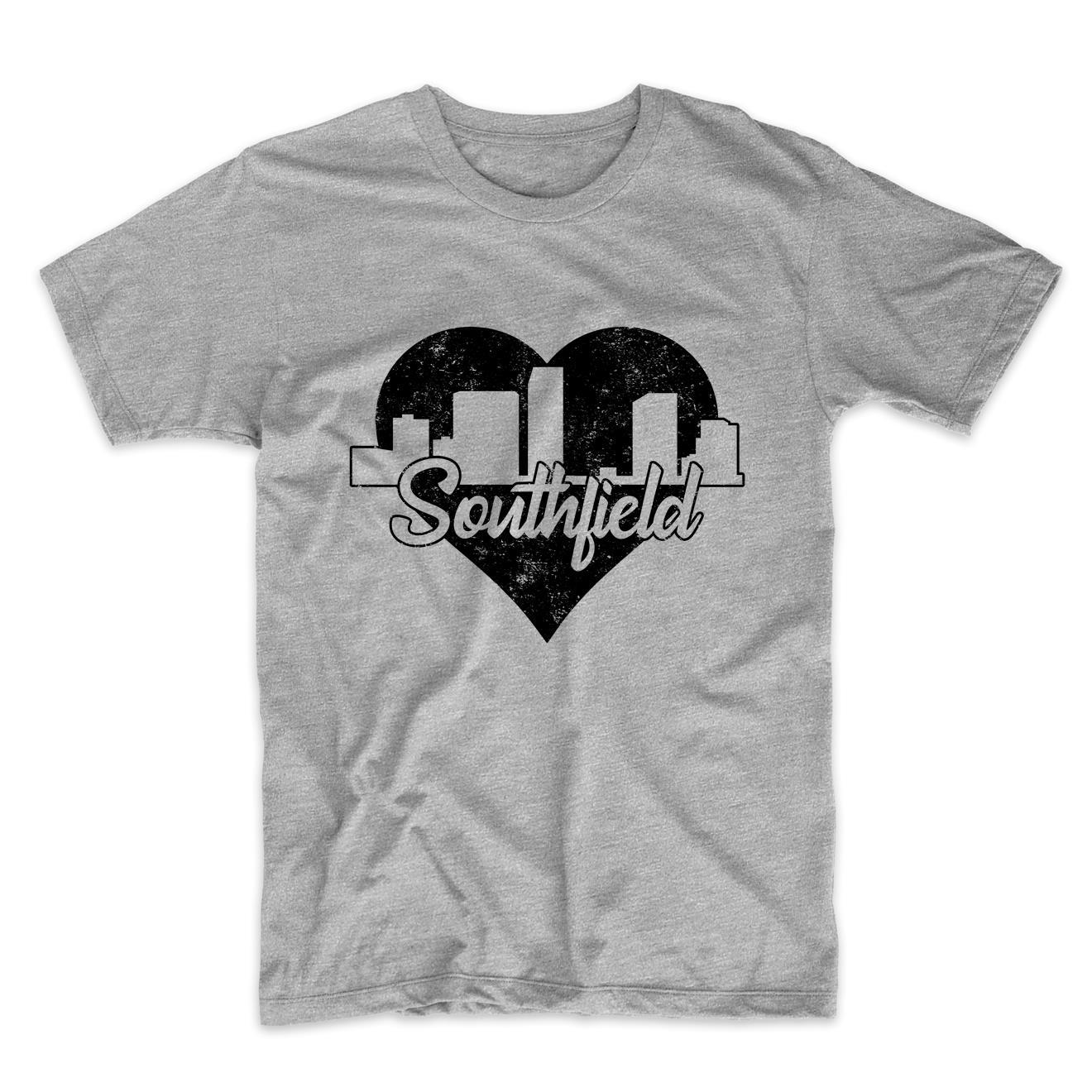 Retro Southfield Michigan Skyline Heart Distressed T-Shirt