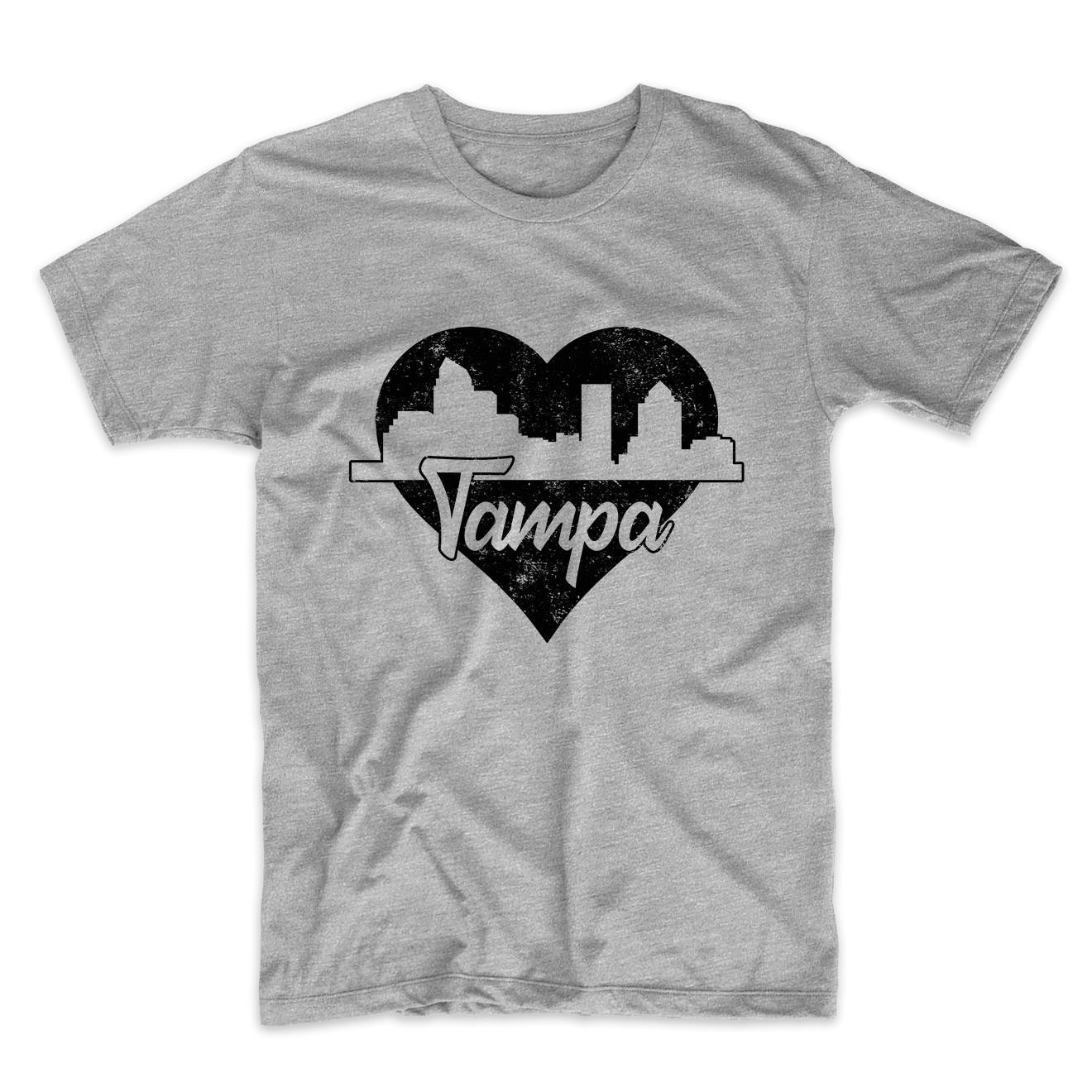 Retro Tampa Florida Skyline Heart Distressed T-Shirt