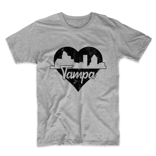 Retro Tampa Florida Skyline Heart Distressed T-Shirt