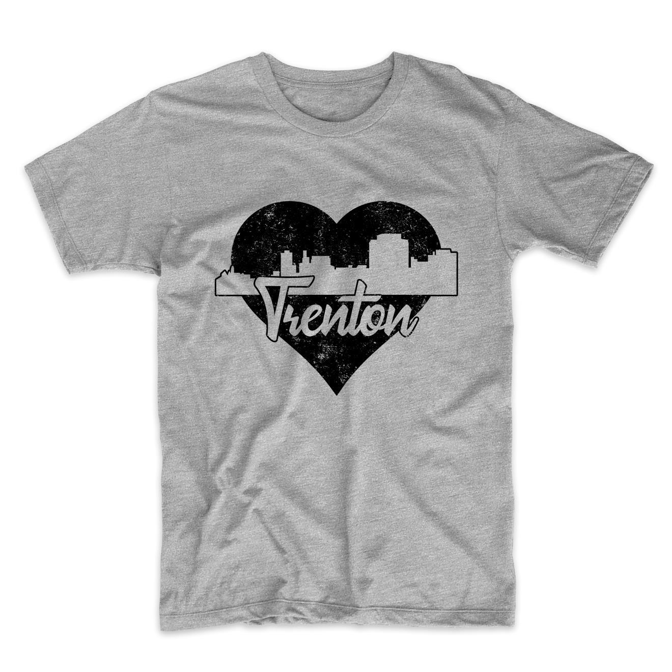 Retro Trenton New Jersey Skyline Heart Distressed T-Shirt