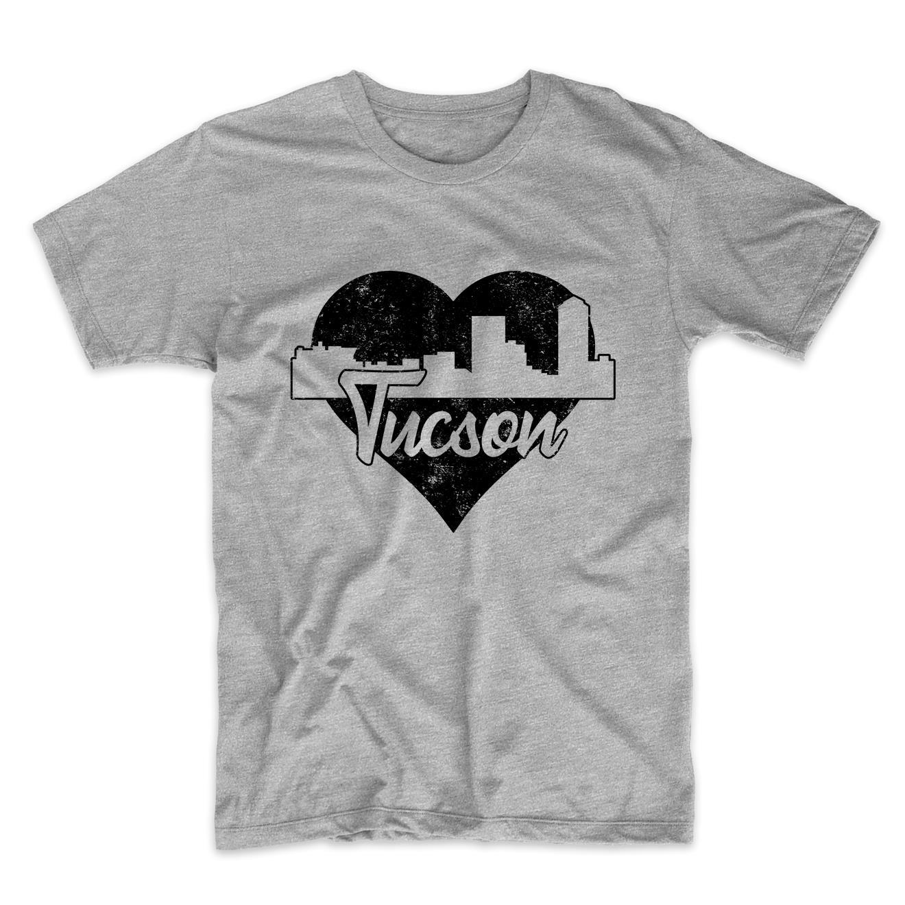 Retro Tucson Arizona Skyline Heart Distressed T-Shirt
