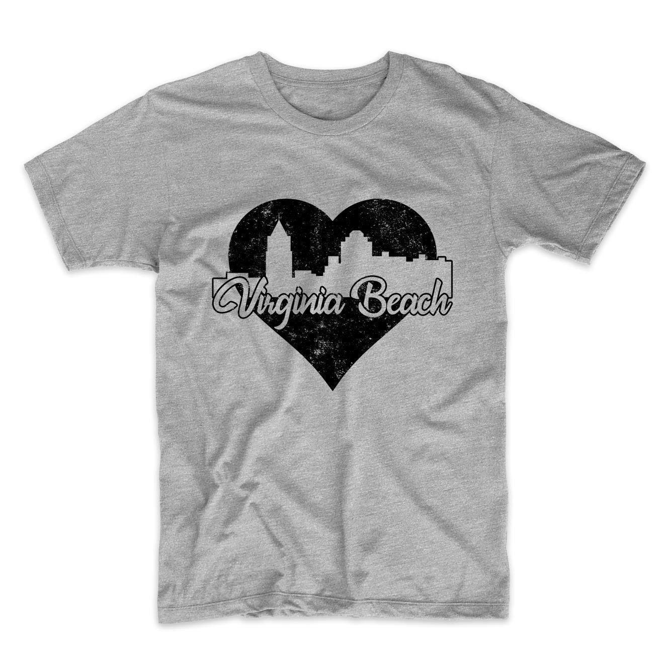 Retro Virginia Beach Virginia Skyline Heart Distressed T-Shirt
