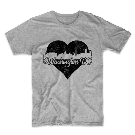 Retro Washington DC Skyline Heart Distressed T-Shirt