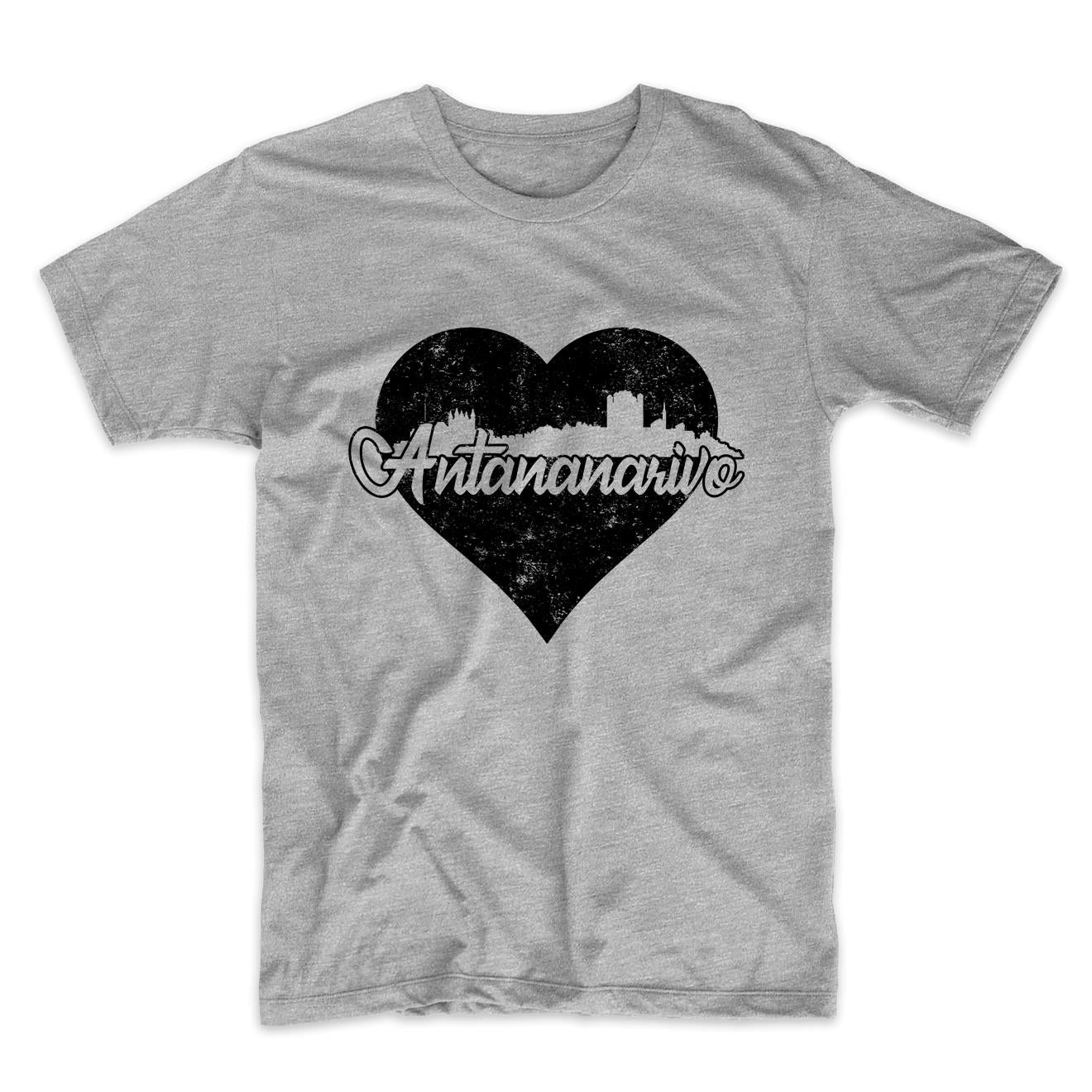 Retro Antananarivo Madagascar Skyline Heart Distressed T-Shirt