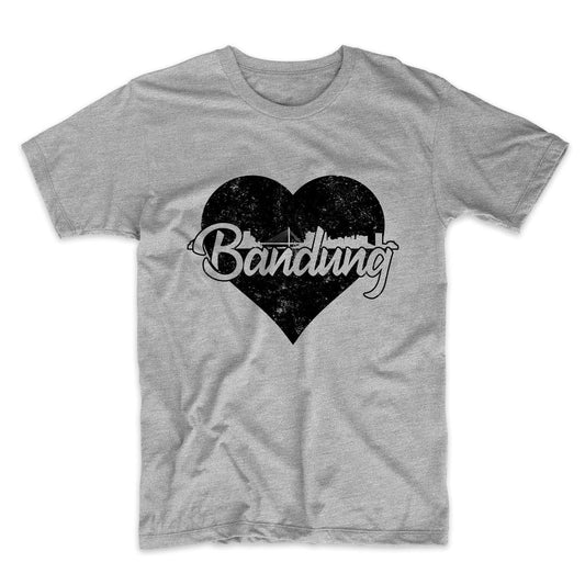 Retro Bandung Indonesia Skyline Heart Distressed T-Shirt
