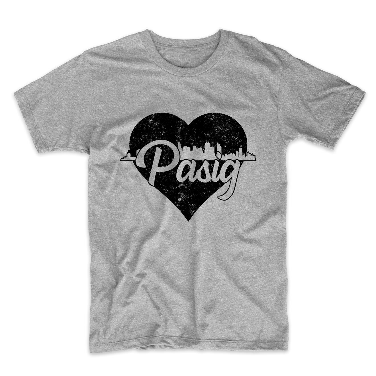 Retro Pasig Philippines Skyline Heart Distressed T-Shirt