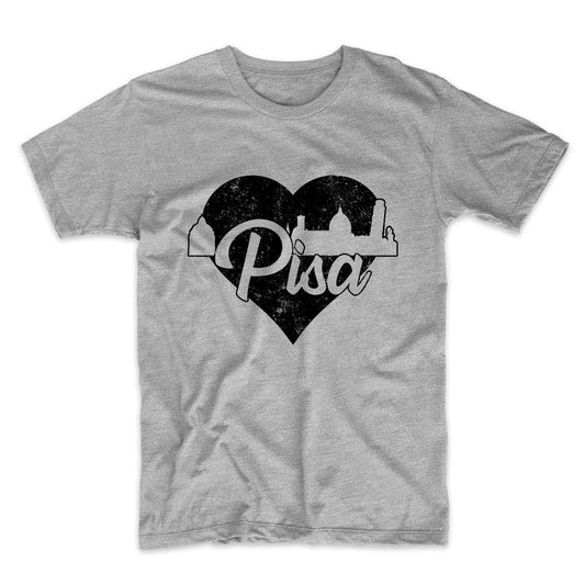 Retro Pisa Italy Skyline Heart Distressed T-Shirt