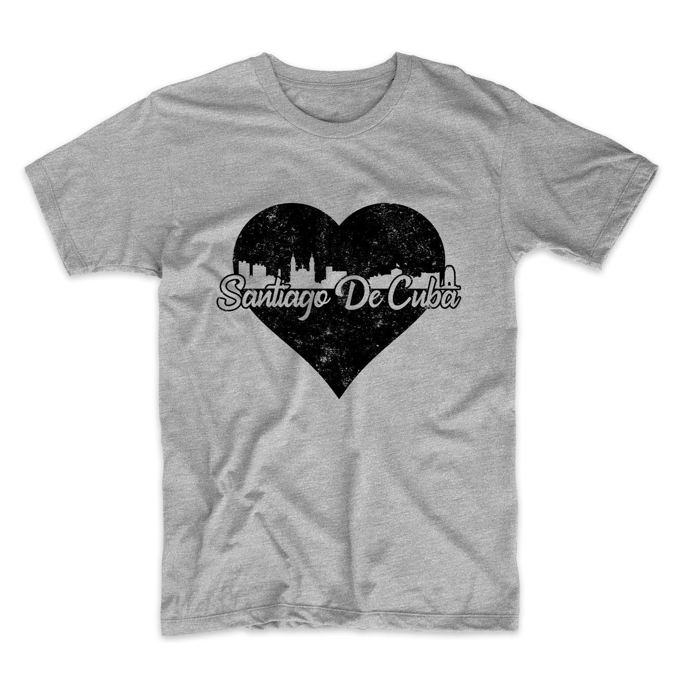 Retro Santiago De Cuba Skyline Heart Distressed T-Shirt