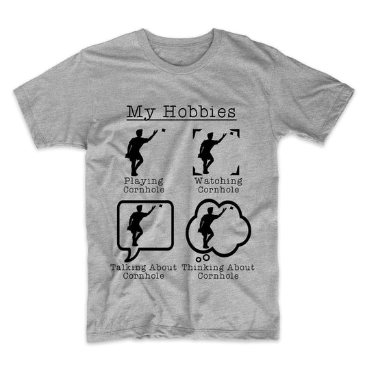 My Hobbies Playing Cornhole Funny Cornhole Tournament T-Shirt