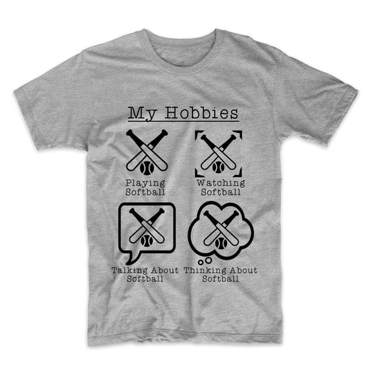 My Hobbies Playing Softball Funny Softball Player T-Shirt